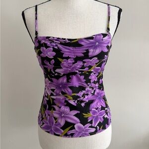 Elegant Purple Floral Swim Top